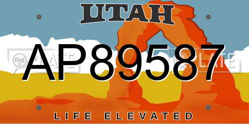 AP89587 Utah License Plate