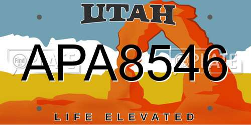 APA8546 Utah License Plate