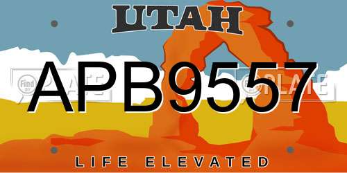 APB9557 Utah License Plate