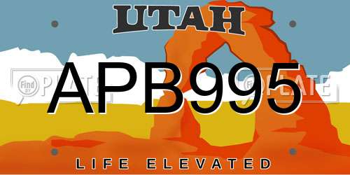 APB995 Utah License Plate