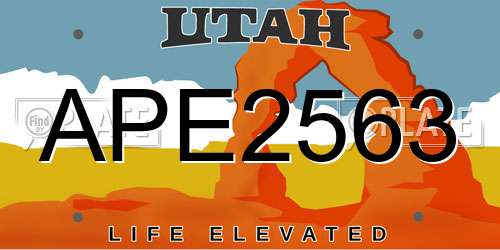 APE2563 Utah License Plate