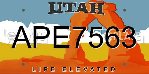 APE7563 Utah License Plate