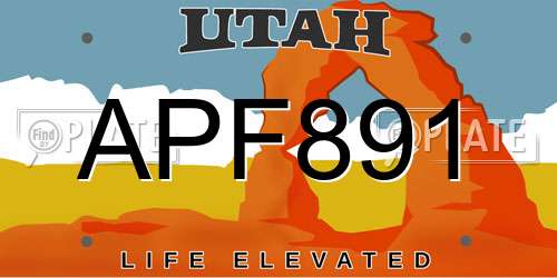 APF891 Utah License Plate