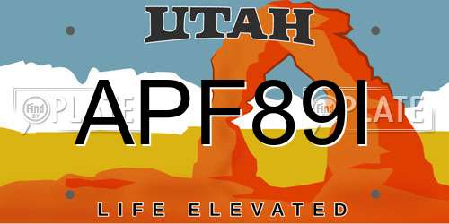 APF89I Utah License Plate