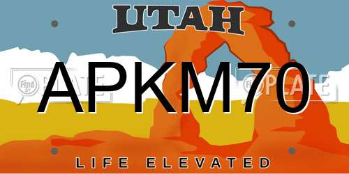 APKM70 Utah License Plate