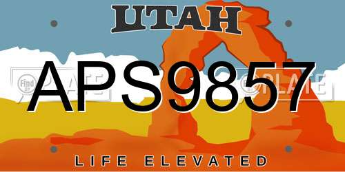 APS9857 Utah License Plate