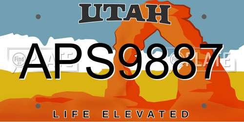 APS9887 Utah License Plate