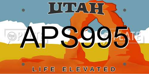 APS995 Utah License Plate