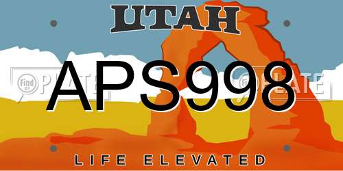 APS998 Utah License Plate