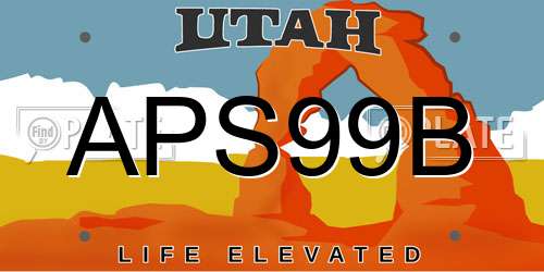 APS99B Utah License Plate