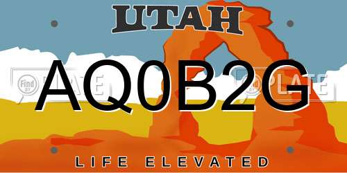 AQ0B2G Utah License Plate