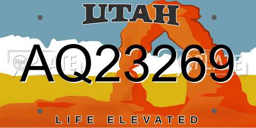AQ23269 Utah License Plate