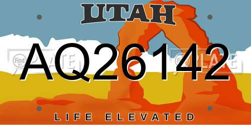 AQ26142 Utah License Plate