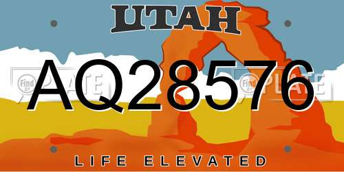 AQ28576 Utah License Plate