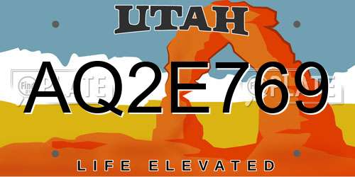 AQ2E769 Utah License Plate