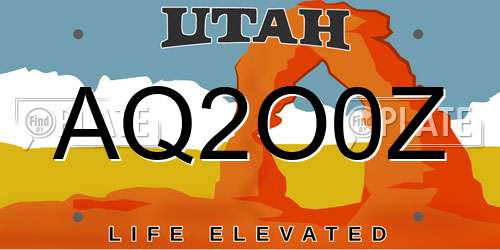 AQ2O0Z Utah License Plate