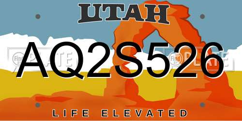 AQ2S526 Utah License Plate