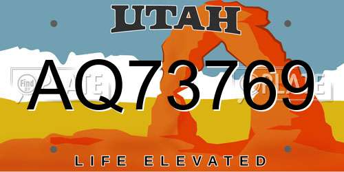 AQ73769 Utah License Plate