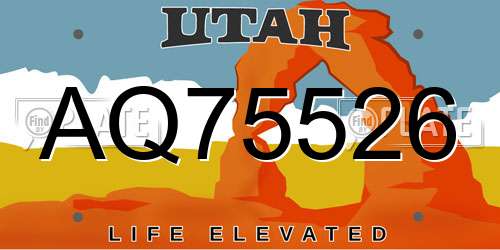 AQ75526 Utah License Plate