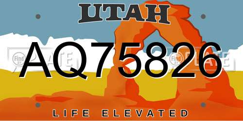 AQ75826 Utah License Plate