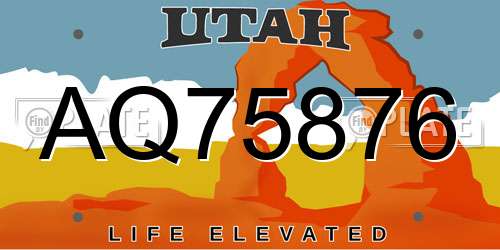 AQ75876 Utah License Plate