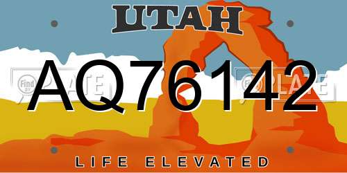 AQ76142 Utah License Plate