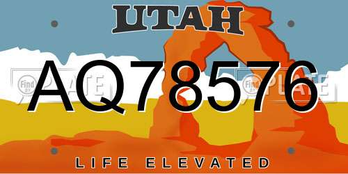 AQ78576 Utah License Plate
