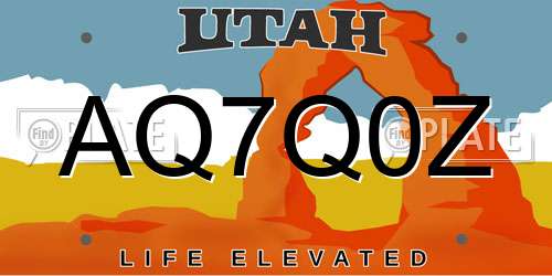AQ7Q0Z Utah License Plate