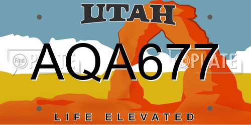 AQA677 Utah License Plate