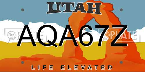 AQA67Z Utah License Plate