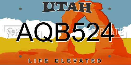AQB524 Utah License Plate