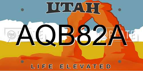 AQB82A Utah License Plate