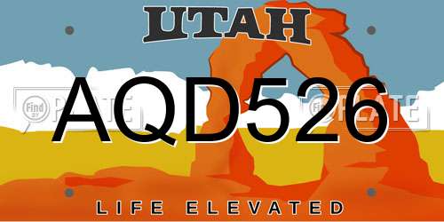 AQD526 Utah License Plate