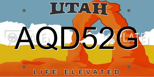 AQD52G Utah License Plate