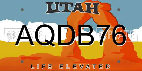 AQDB76 Utah License Plate