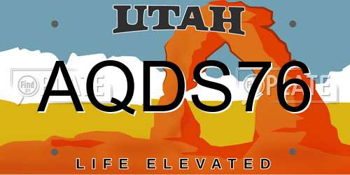 AQDS76 Utah License Plate