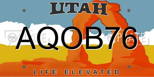 AQOB76 Utah License Plate