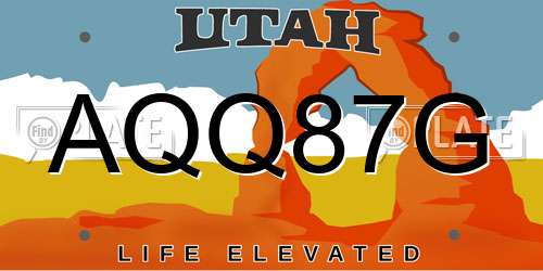 AQQ87G Utah License Plate