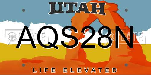 AQS28N Utah License Plate