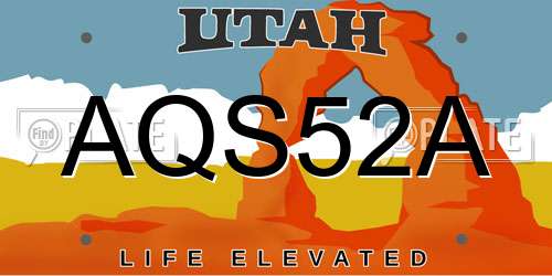AQS52A Utah License Plate