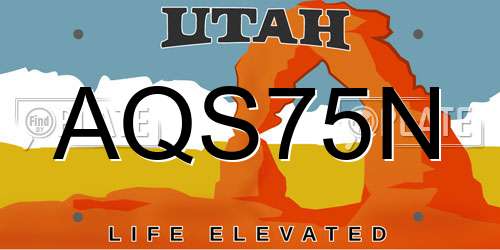 AQS75N Utah License Plate