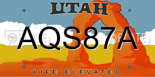 AQS87A Utah License Plate