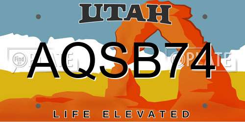 AQSB74 Utah License Plate