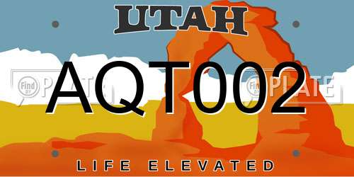 AQT002 Utah License Plate