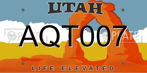 AQT007 Utah License Plate