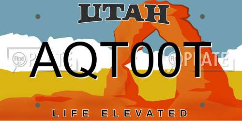 AQT00T Utah License Plate