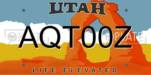 AQT00Z Utah License Plate