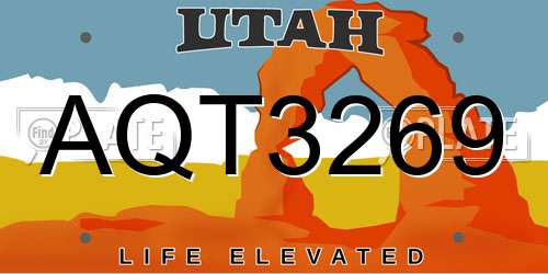 AQT3269 Utah License Plate