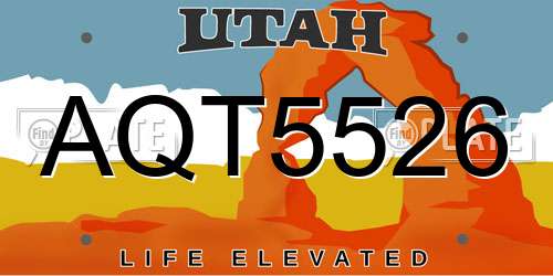 AQT5526 Utah License Plate