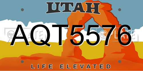 AQT5576 Utah License Plate